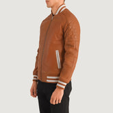 Elnus Brown Leather Varsity Jacket